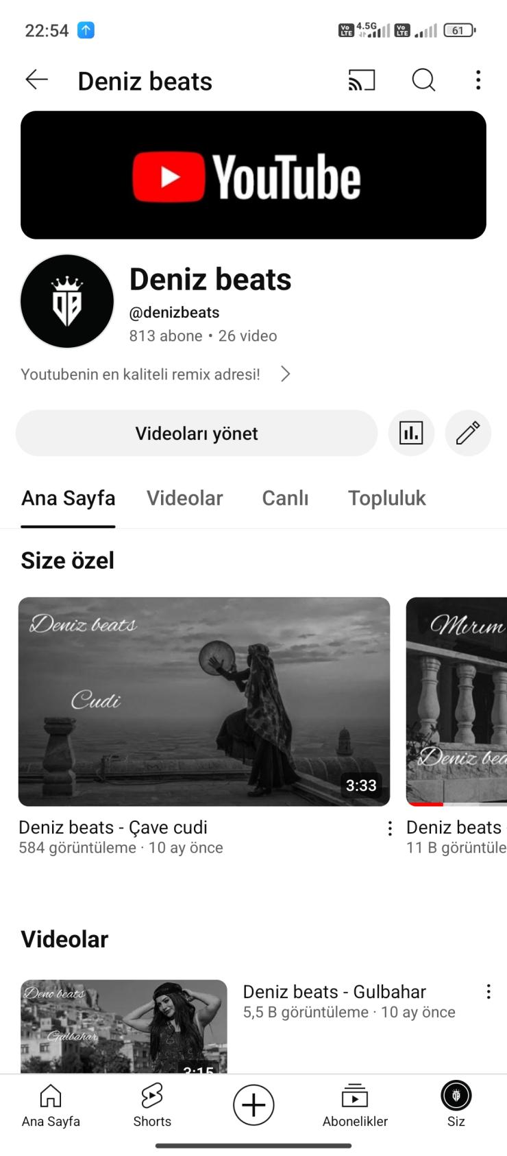 Acil satılık YouTube hesabı 